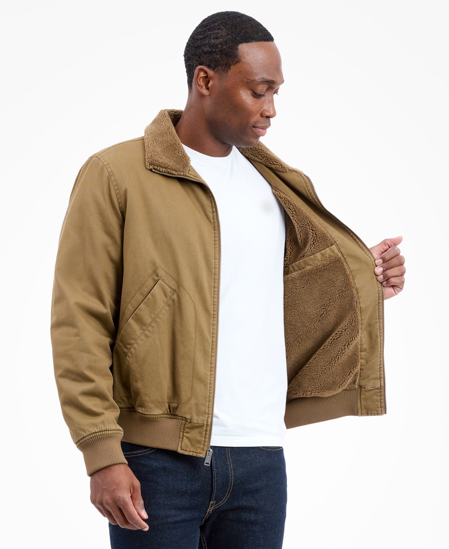 Мужская куртка Lucky Brand Sherpa Collar Flight, цвет: Хаки — фото 6