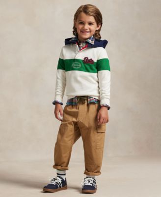 Toddler and Little Boys Logo Fleece Rugby Hoodie