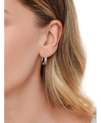 Love Knot Hoop Earrings in Rhodium Plated Sterling Silver