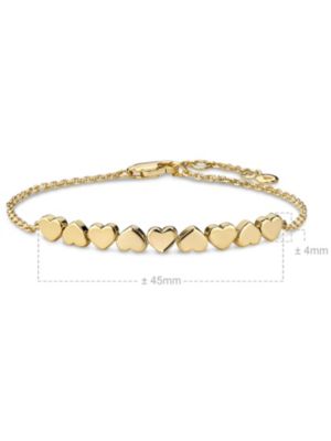 Sweet Heart Chain Bracelet in Gold Plated Sterling Silver, Adj 6.5/7.0/7.5 inch