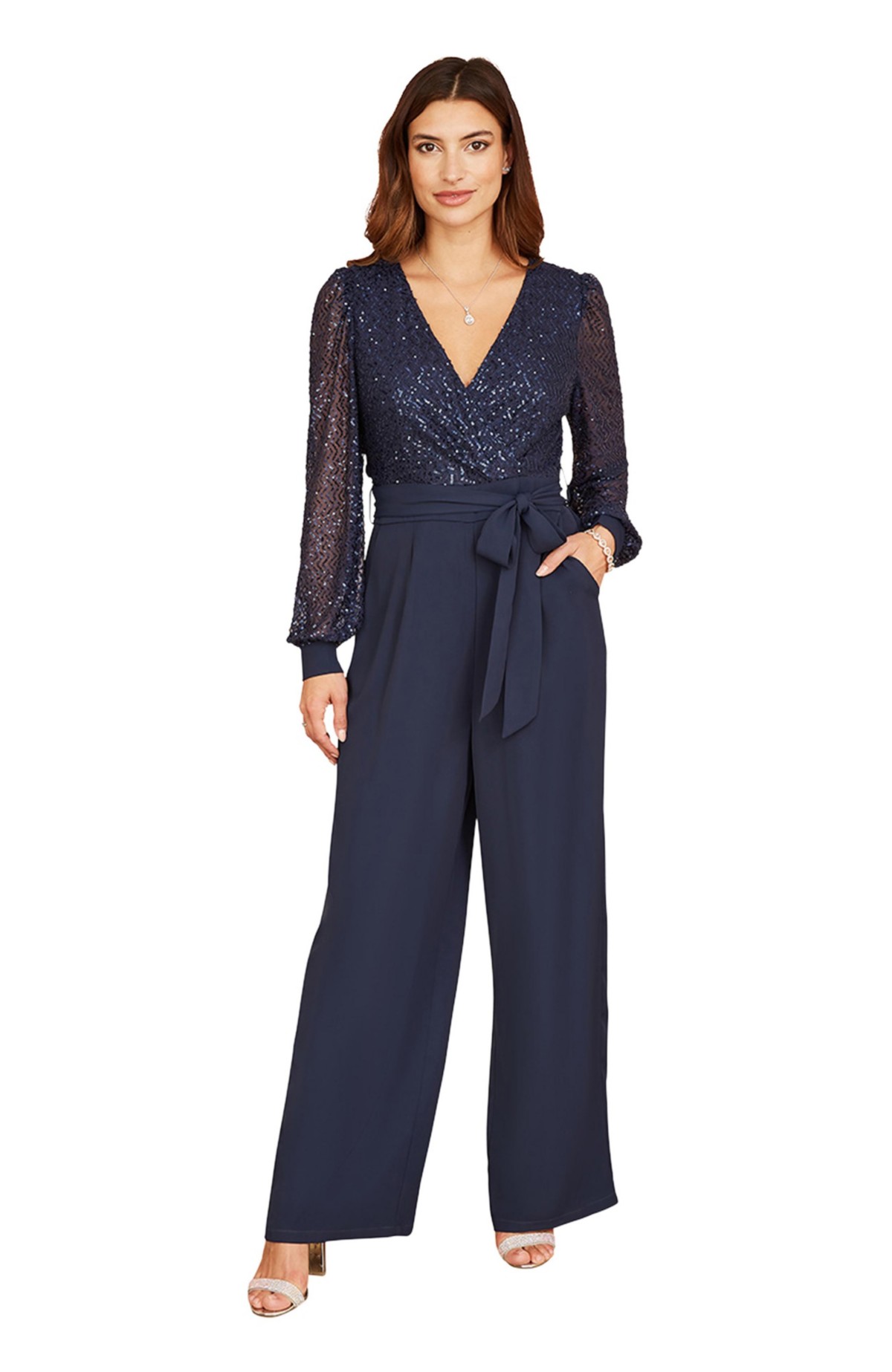 Женские Yumi Women's Long Sleeved Sequin Jumpsuit — фото 1