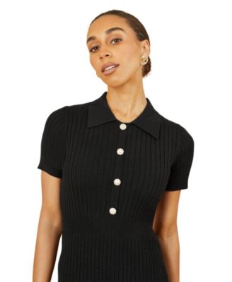 Women's Fitted Rib Knitted Midi Dress