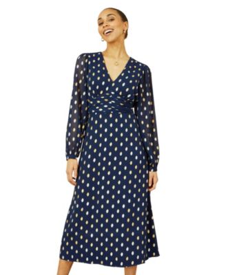 Women's Elegant Foil Print Midi Dress