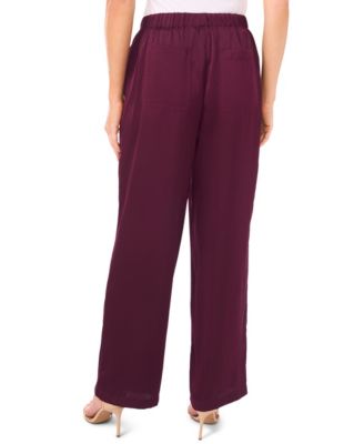Women's Mid Rise Satin Elastic Waist Pants