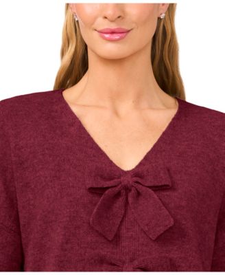 Women's Bow Detail V-Neck Sweater