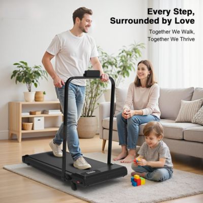2 in 1 Walking Pad Treadmill with Incline, Under Desk Treadmill with LED Display & APP for Home Office