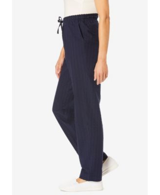 Women's Within Tall Seersucker Pull-On Elastic-Waist Pants