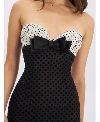 Women's Faith Black and White Polka Dot Sweetheart Maxi Dress