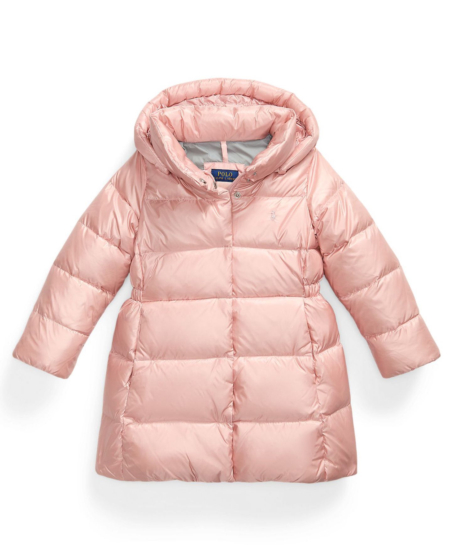 Куртка Polo Ralph Lauren Metallic Full-Zip Hooded Long для девочек, цвет: Розовый металлик — фото 3