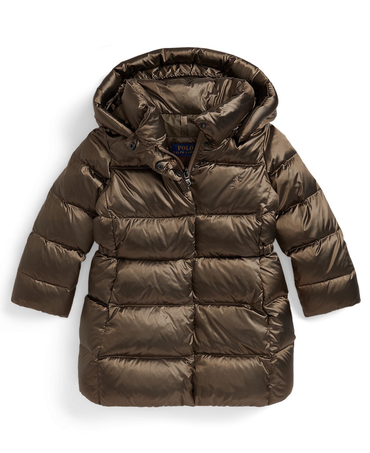 Polo Ralph Lauren Girls 2t-6x Insulated Metallic Outerwear Coat In Brown