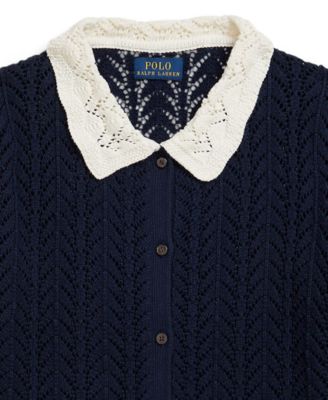 Polo Ralph Lauren Girls' 7-16 Pointelle-Knit Peter Pan Collar