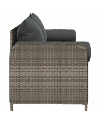 Garden Sofa Grey PE rattan 3-Seater Removable Covers