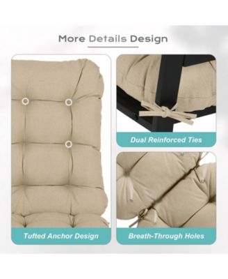 Outdoor Tufted Adirondack Chair Cushion Set of 2, High-Back with Ties, Waterproof & Fade-Resistant