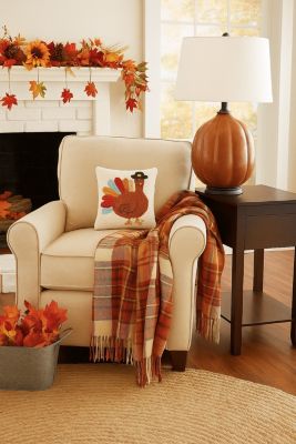 Colorful Turkey Tail Pilgrim Hat Hooked Mini Thanksgiving Accent Pillow 10" x 10"