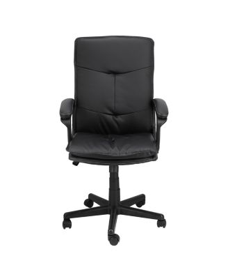 High Back Tufted Faux Leather Adjustable Office Chair in Black