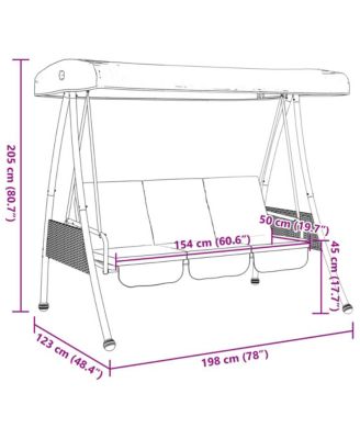 Garden Swing Bench Dark grey Powder-coated steel Large