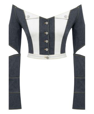 Monte Off Shoulder Denim Jacket - Chic Cropped Jean