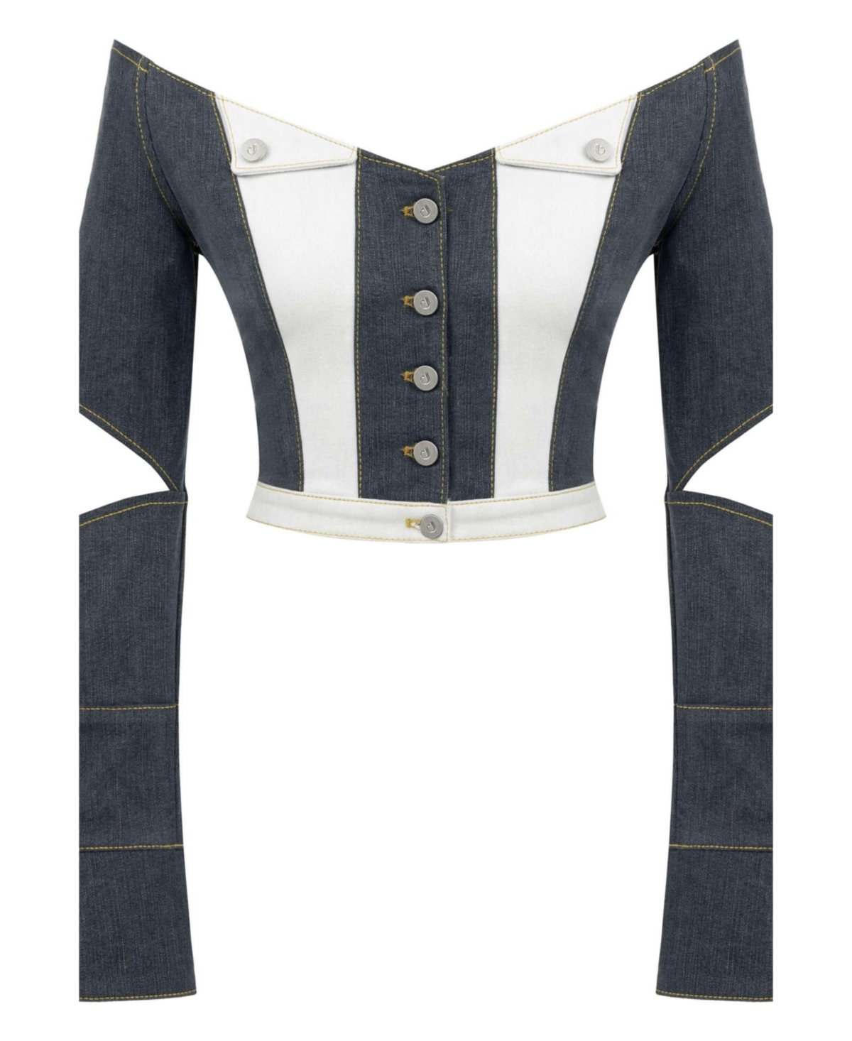 Jendue Women's Monte Off Shoulder Denim Jacket - Chic Cropped Jean