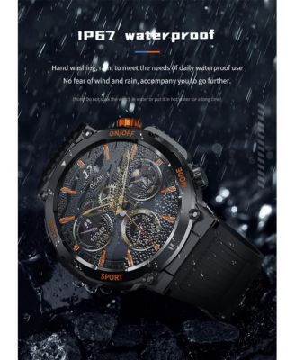 Outdoor Sports Smart watch with Compass Emergency Light IPS HD Large Round Screen -Orange