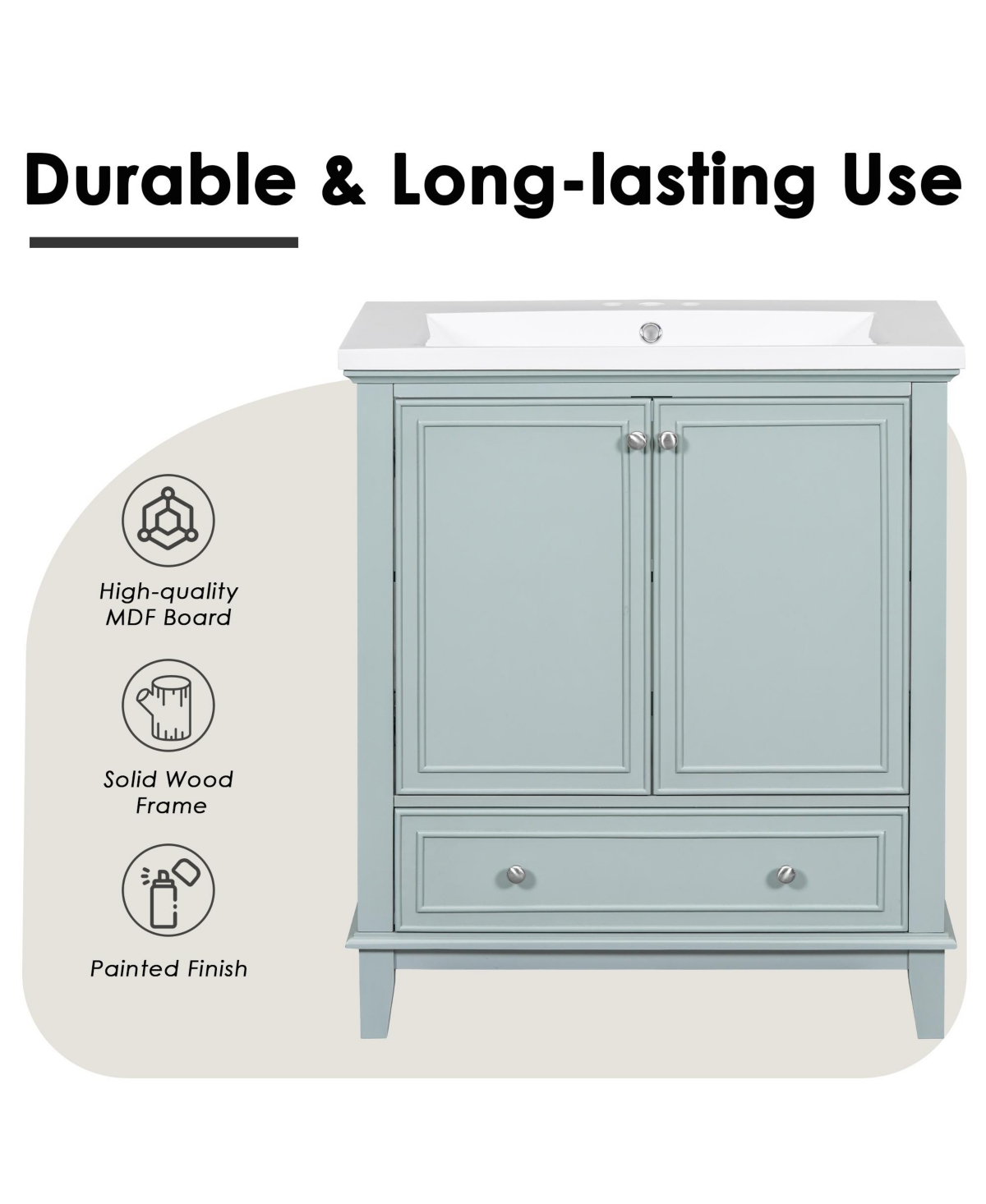 Casainc 30" Bathroom Vanity with Sink Combo, Multi-Functional Cabinet with Doors and Drawer