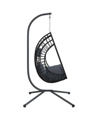 Hanging Egg Chair Anthracite Rattan Large Removable Covers