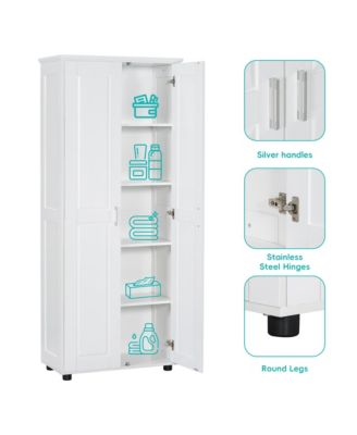 Storage Cabinet with Two Doors for Bathroom, Office, Adjustable Shelf, MDF Board
