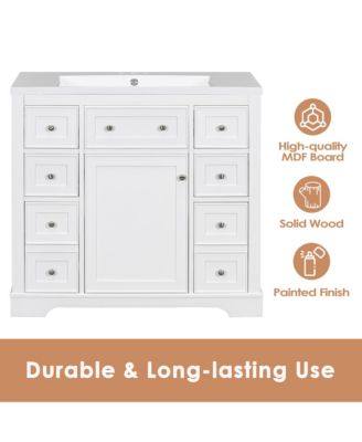36-Inch Bathroom Vanity Cabinet Base with Six Drawers, Multi-Functional Divider & Adjustable Shelf