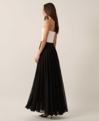 Women's Strapless Two-Tone Tulle Evening Gown