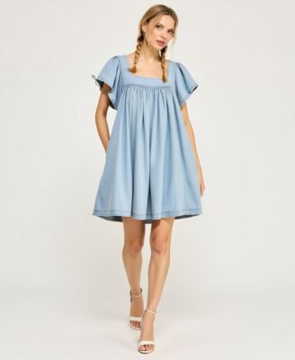 Women's Flutter-Sleeve Babydoll Dress