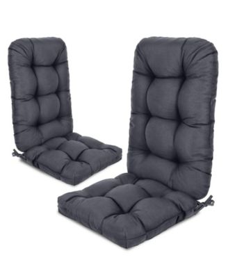 Outdoor Tufted Adirondack Chair Cushion Set of 2, High-Back with Ties, Waterproof & Fade-Resistant