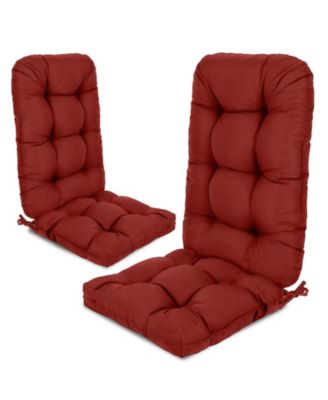 Outdoor Tufted Adirondack Chair Cushion Set of 2, High-Back with Ties, Waterproof & Fade-Resistant