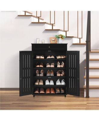 5-Tier Shoe Storage Cabinet with Drawer and Adjustable Shelves