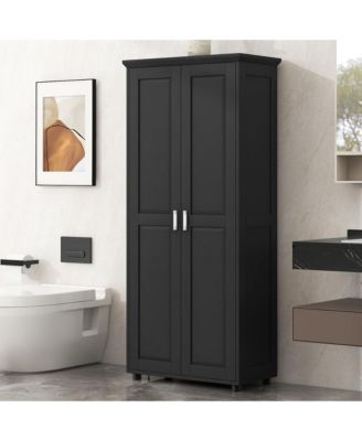 Storage Cabinet with Two Doors for Bathroom, Office, Adjustable Shelf, MDF Board
