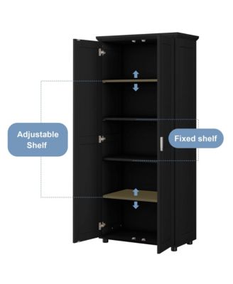 Storage Cabinet with Two Doors for Bathroom, Office, Adjustable Shelf, MDF Board