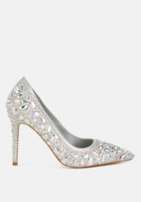 Womens Iceout Diamante and Rhinestone Embellishments Pumps