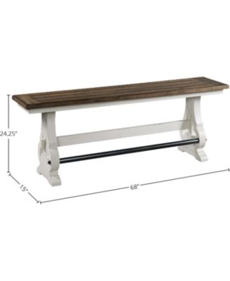 Backless Bench, Counter Height in Rustic White & French Oak