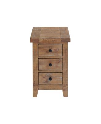 16"" oak veneer wire brushed rustic finish Chairside Table in Dune