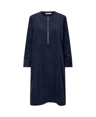 Women's Long Sleeve Crew Neck Zip Midi Dress