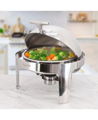 6.3 Quart Round Stainless Steel Dome Roll Top Professional Chafing Dish/Food Warmer/Buffet Server Serving Dish