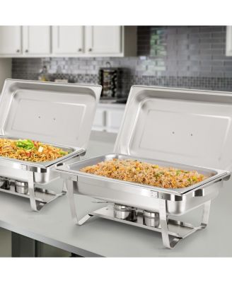 9.5 Quart Foldable Stainless Steel Professional Chafing Dish/Food Warmer/Buffet Server Serving Trays, Set of 2