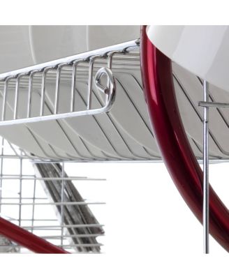 16 Inch Two Shelf Iron Wire Dish Rack in Red