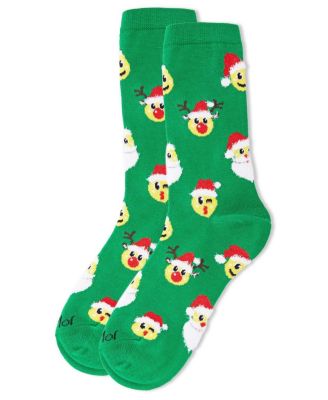 Women's Smiley Santa Holiday Crew Socks