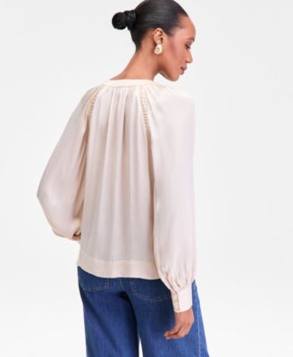 Women's Tie-Neck Puff-Sleeve Blouse, Macy's Exclusive