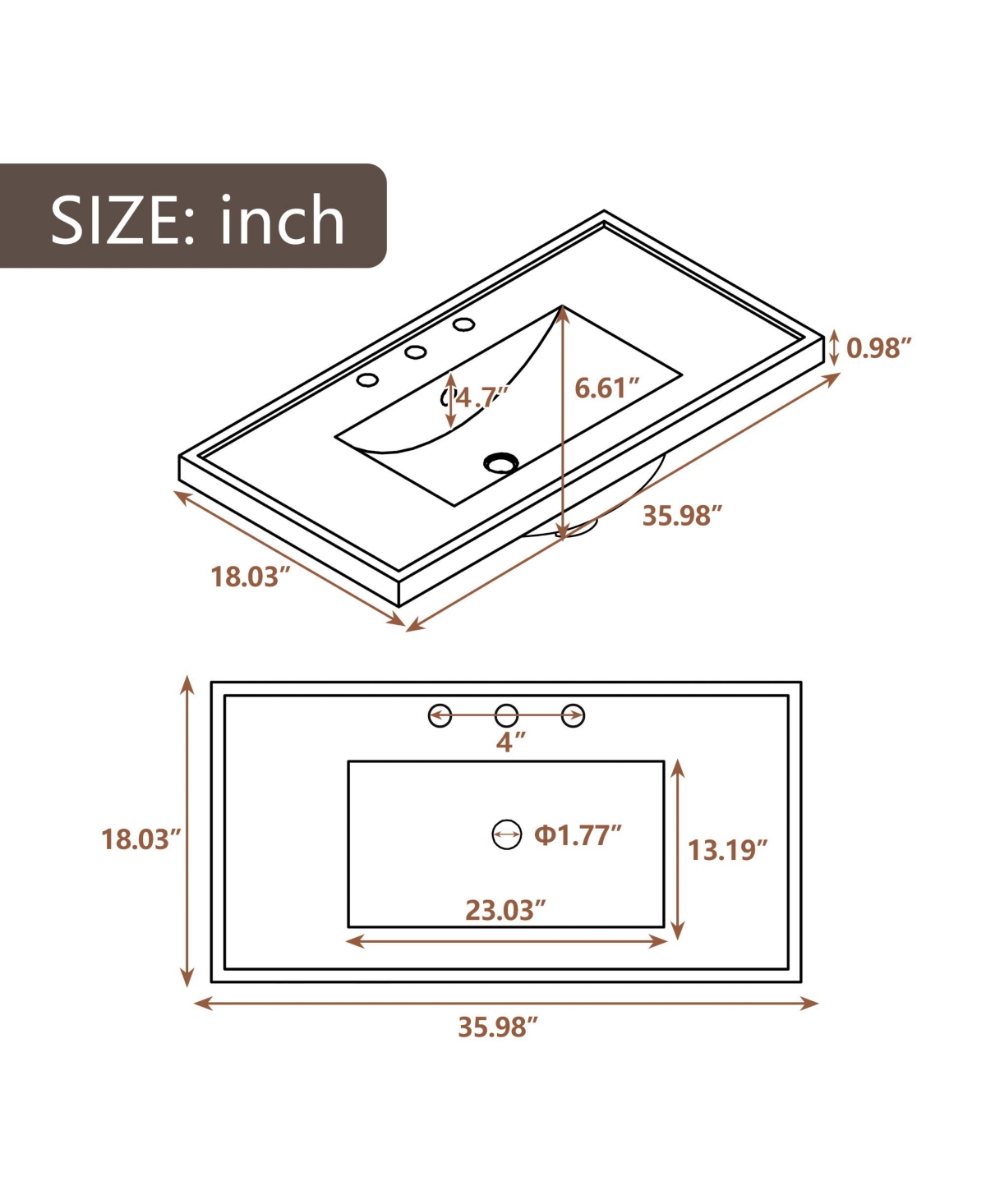 Casainc 36" Bathroom Vanity with Sink Combo, Cabinet Drawers, Solid Frame and Mdf Board