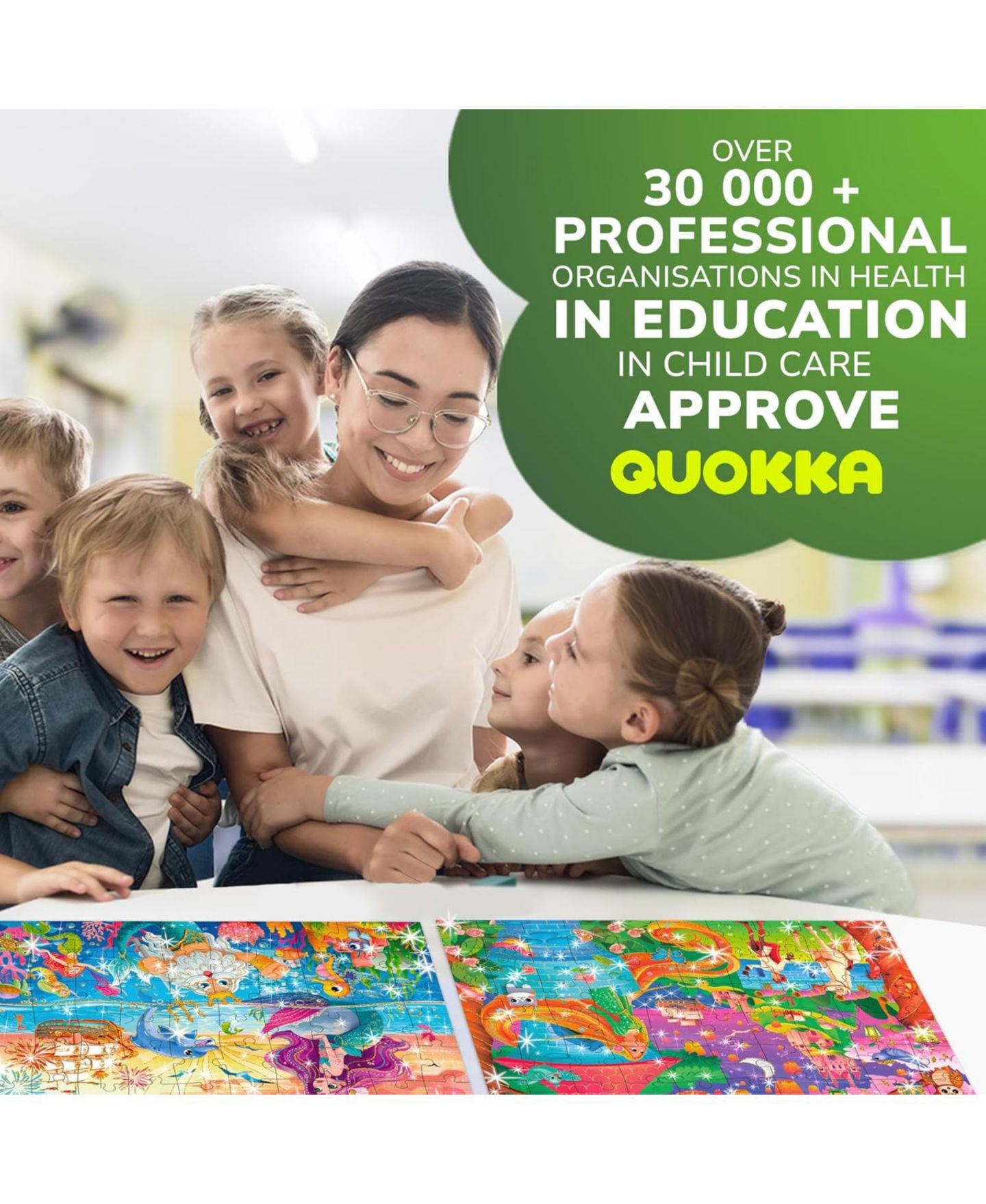Детские игрушки Quokka Fairy Tale Princess Glitter-Effect Puzzle 4-Pack (60-Piece), Ages 4+, цвет: Glitter Princesses — фото 6