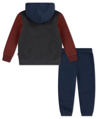 Boys' Toddler 2T-4T Color Block Long-Sleeve Hoodie and Joggers, 2-Piece Set
