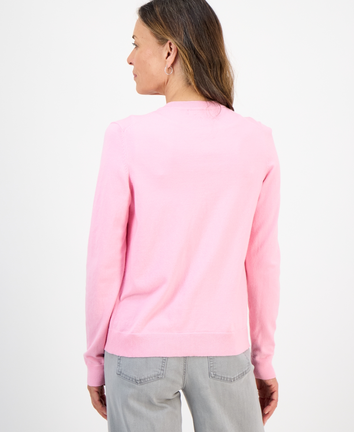 Style & Co Petite Crewneck Cardigan, Macy's Exclusive In Pink