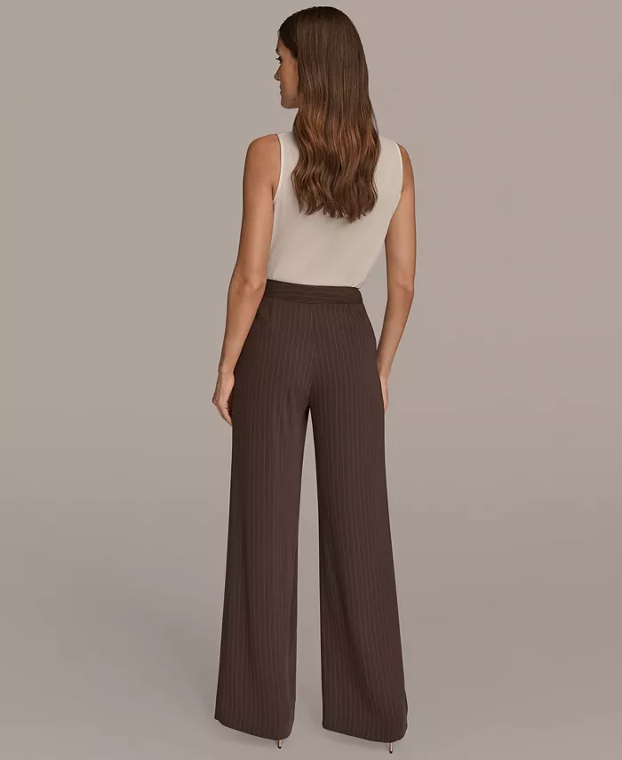 Women's Pinstripe Wide Leg Pants - thumbnail 6