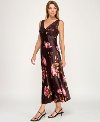 Women's V-Neck Pull-On Midi Dress