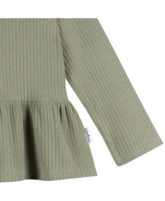 Toddler Girls 3-Pack Long Sleeve Shirts, Navy/Oatmeal/Violet, 5T